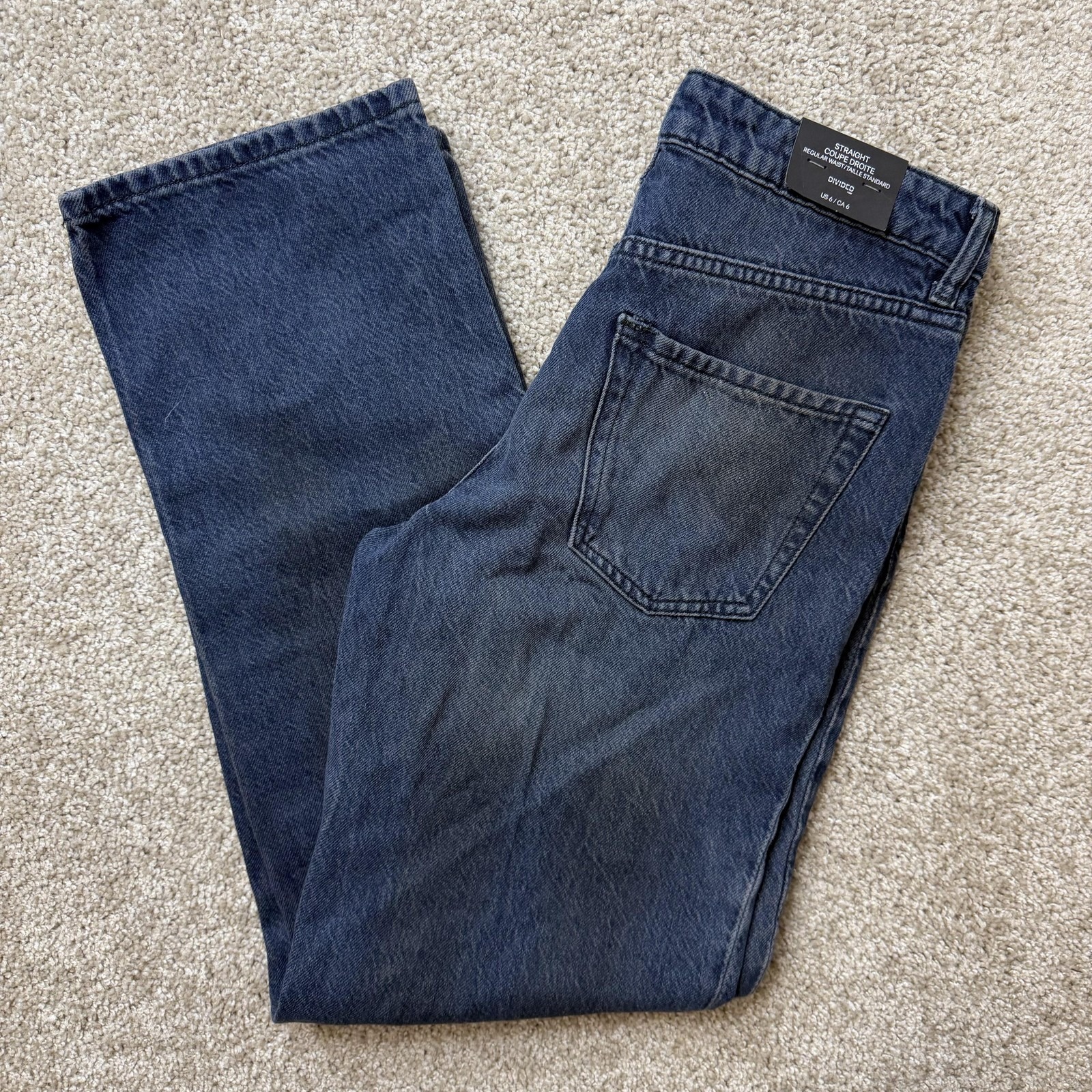 H&M Divided Straight Jeans Womens 6 Medium Wash Blue Mid Rise Regular Denim